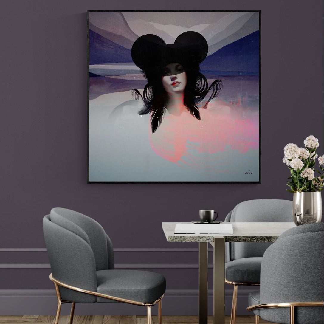 figurative wall art with soft contrast and layered textures in modern interior