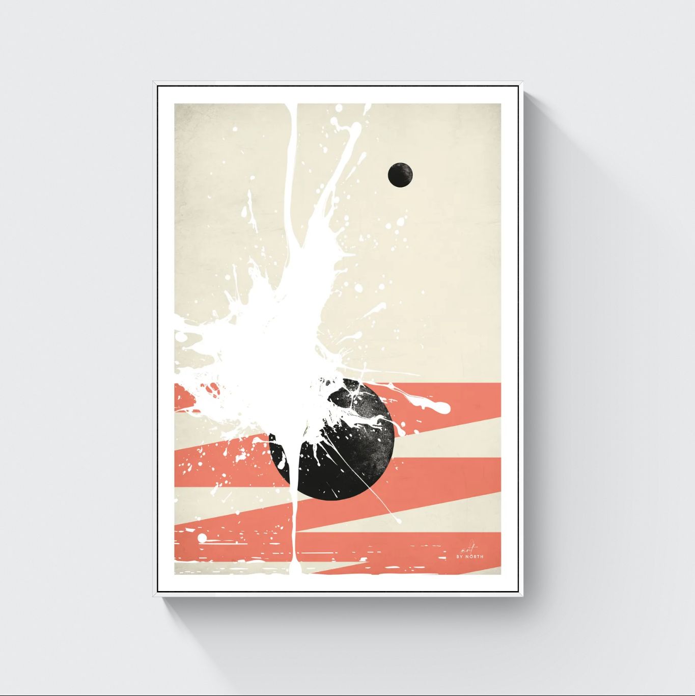 Solar_Ghost_canvas print displayed in white floater frame on white wall