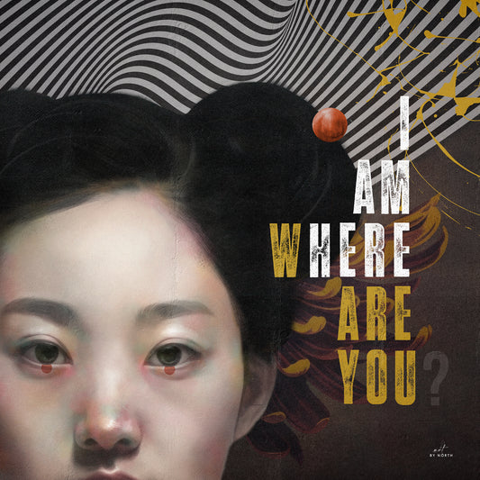 modern wall art with figurative portrait bold typography and graphic pattern elements