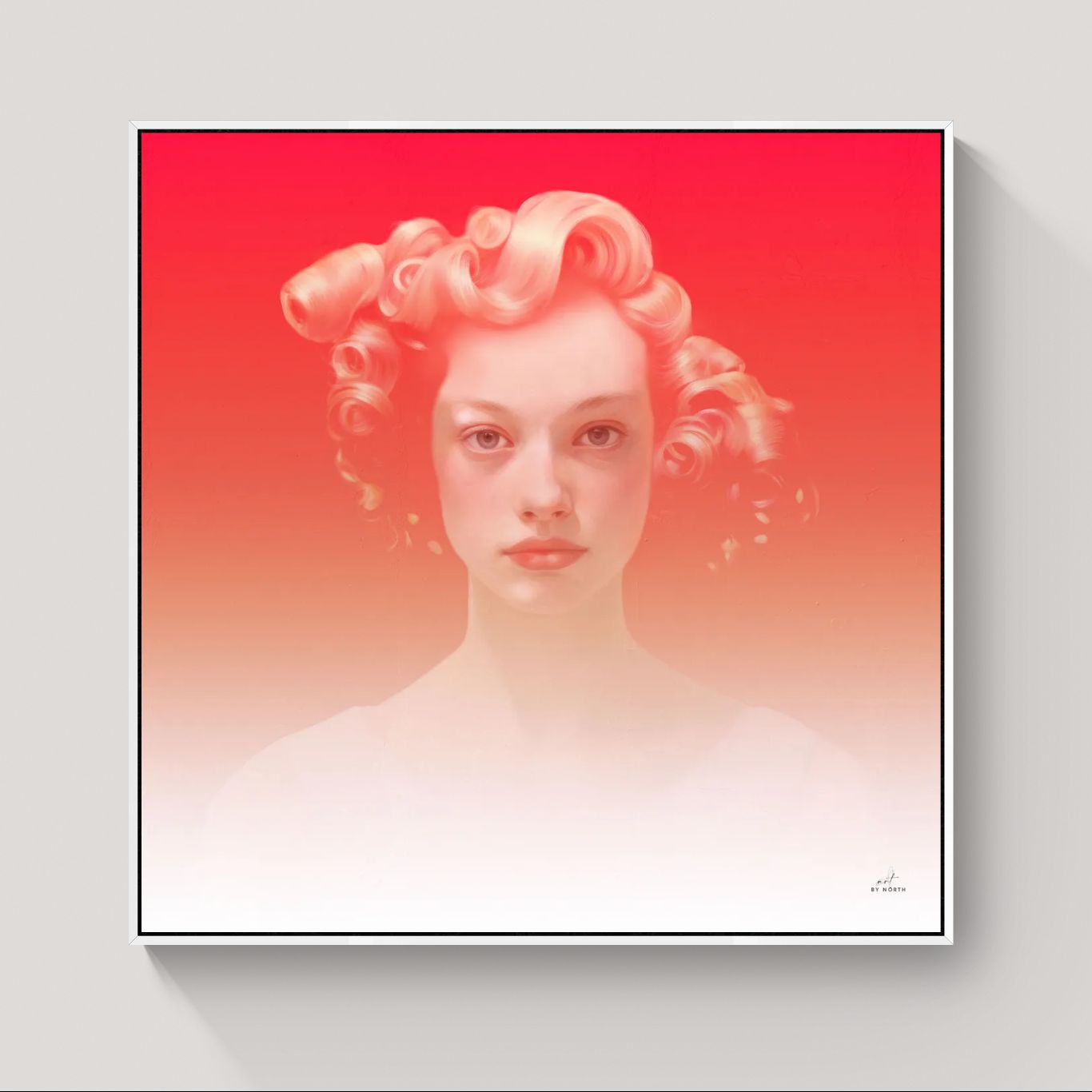 modern wall art with white frame enhancing light tones and minimal aesthetic