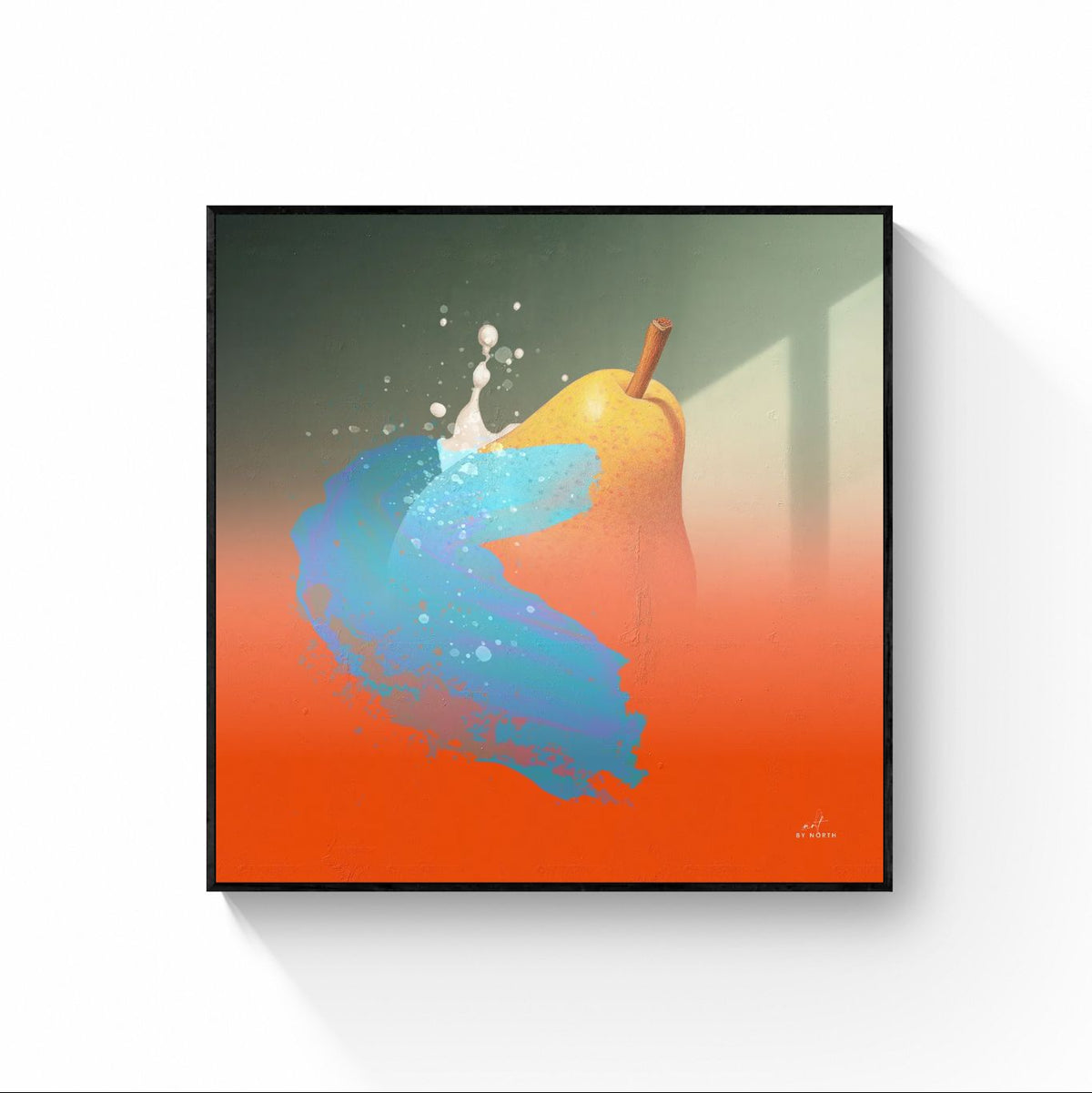 modern wall art with black frame highlighting contrast and bold composition