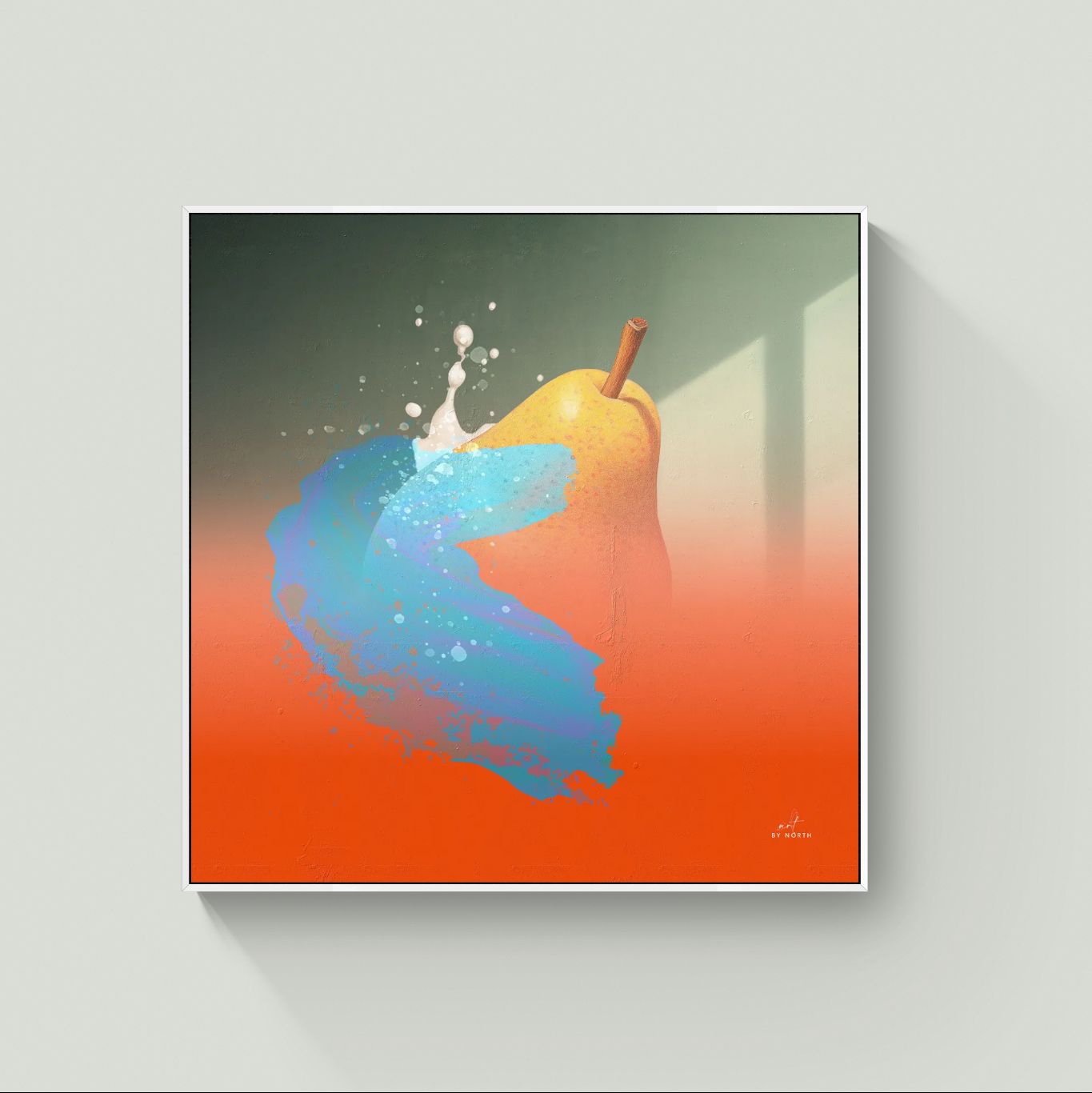 modern wall art with white frame in bright minimal interior