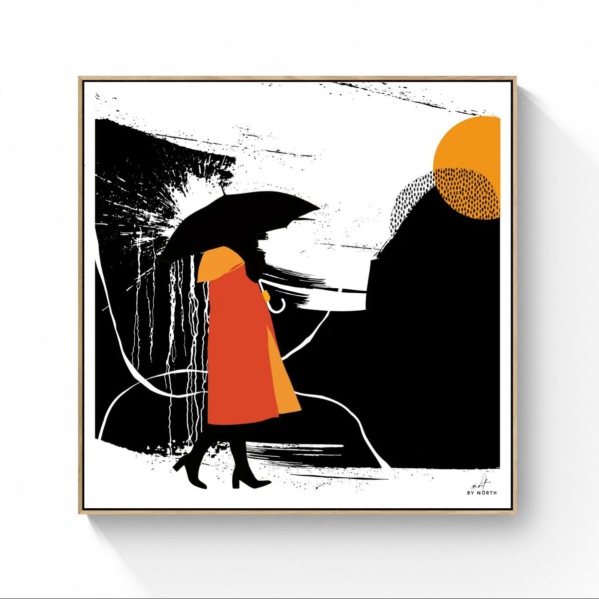 Silhouette Wall Art with Oak Floater Frame