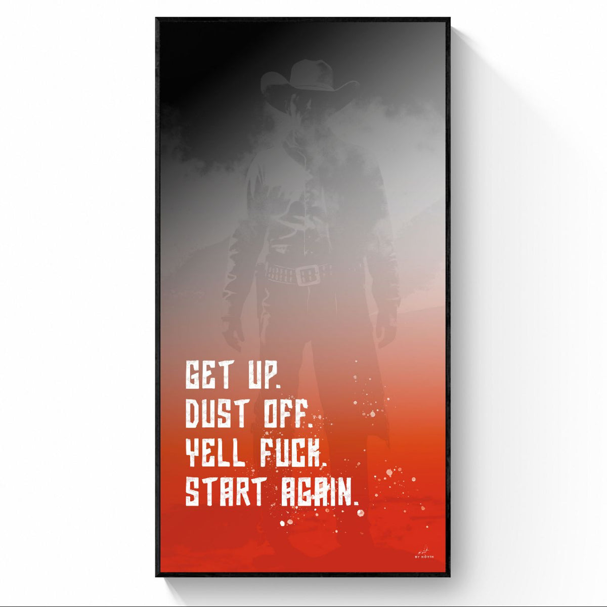 typography canvas wall art with black floater frame highlighting contrast and bold text