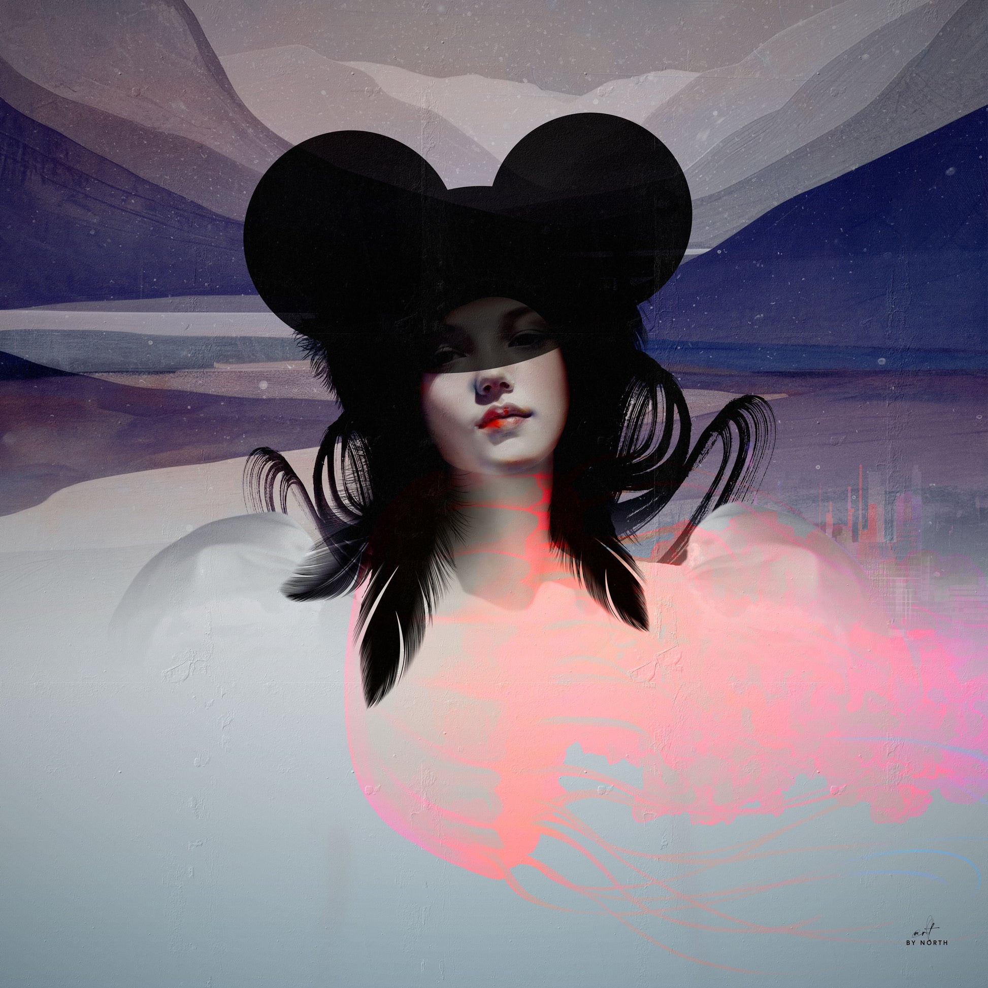 modern wall art canvas with soft figurative portrait muted tones and layered textures