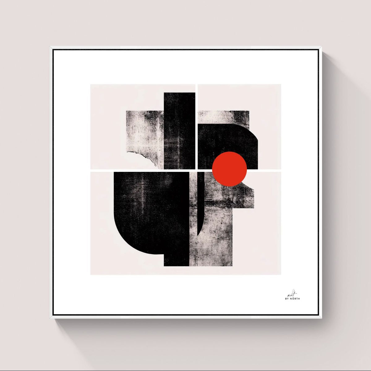 abstract canvas print wall art with white frame on bright wall