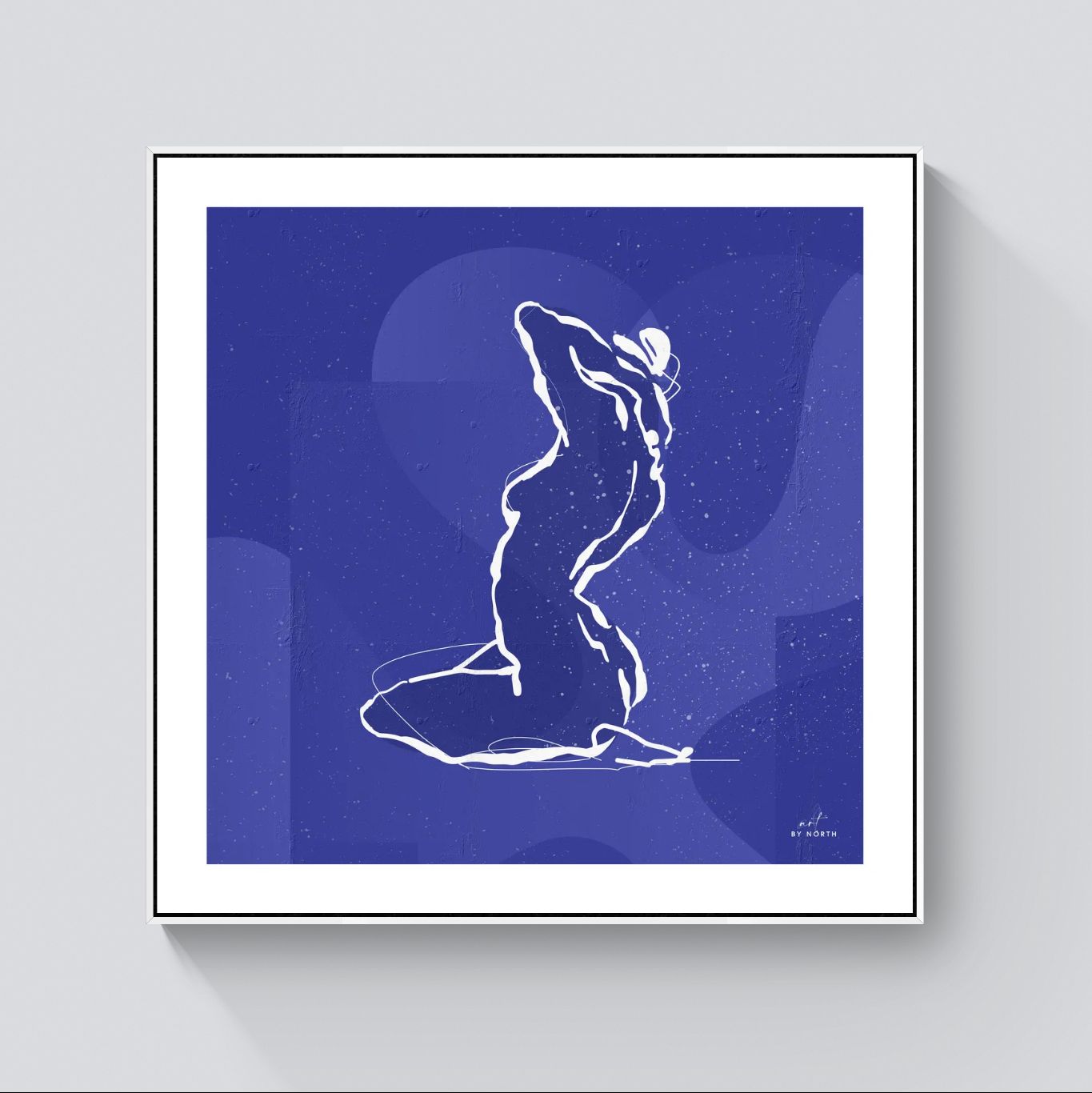 minimalist wall art with white frame creating clean light expression